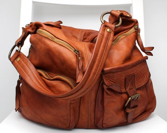 Bolso de mano de cuero suave para mujer, bolso de hombro de cuero italiano