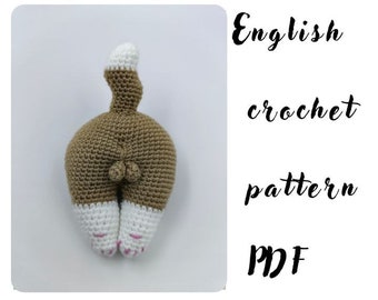 Cat Butt, Crochet Keychain Pattern, Cat lover gift