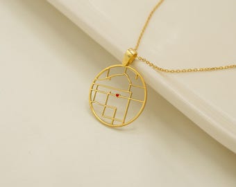 Collar de mapa personalizado con corazón, colgante de coordenadas, regalo de pareja único, joyería única personalizada para seres queridos