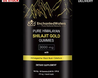 Gomitas de Shilajit del Himalaya de 3000 mg: 100 % puro, grado "A", obtenidas a más de 16 000 pies de altura