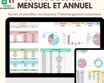 Seguimiento financiero de Googlesheets del presupuesto mensual | Planificador de presupuesto mensual, hoja de cálculo de presupuesto | Plantilla de tabla de gestión de presupuesto