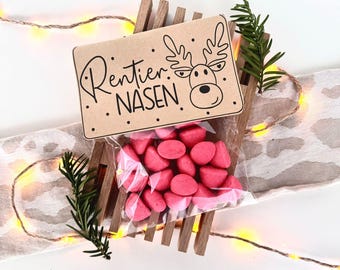 Plantillas para imprimir narices de reno navideñas cosita divertida para Navidad, souvenir navideño, idea de regalo en PDF, plantilla para imprimir